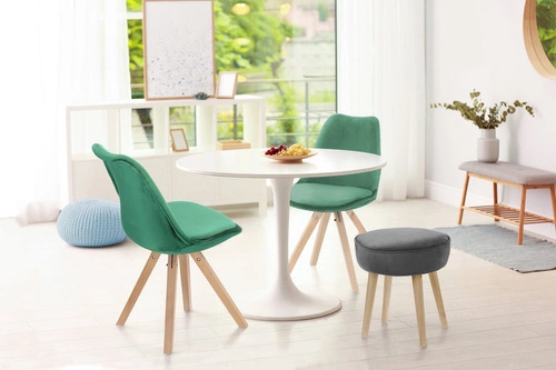 Stół okrągły do jadalni Fiber 90 biały nowoczesny inspirowany Tulip Table D2.DESIGN 