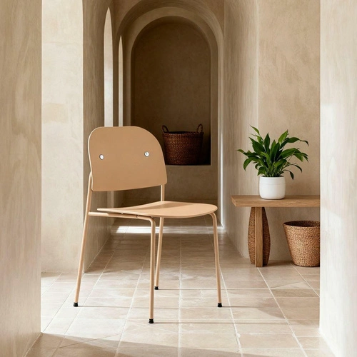 Krzesło Ravio piaskowe z tworzywa do jadalni i kuchni nowoczesne