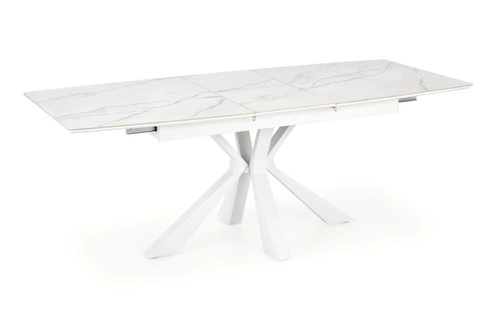 Stół rozkładany do jadalni Venores biały marmur nowoczesny glamour 160–200 cm Intesi