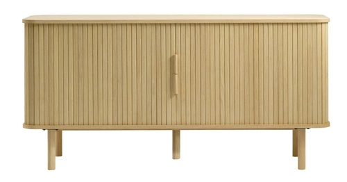 Komoda ryflowana Vocan 160 cm dąb naturalny na wysokich nogach do salonu skandynawska