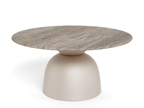 Stolik kawowy Ferrol marmurowy okrągły 80 cm szary nowoczesny do salonu