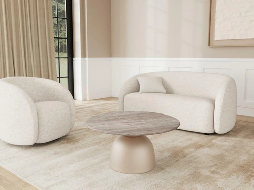 Stolik kawowy Ferrol marmurowy okrągły 80 cm szary nowoczesny do salonu