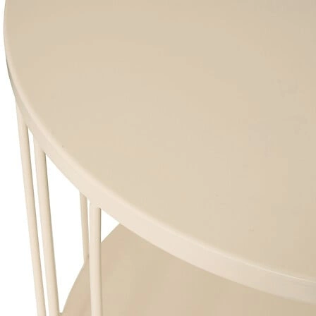 Stolik kawowy Kobu okrągły beżowy metalowy nowoczesny pomocniczy