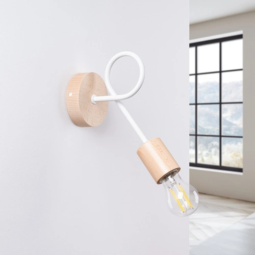 Kinkiet ścienny biały drewniany nowoczesny do salonu i sypialni EMBER Sollux Lighting