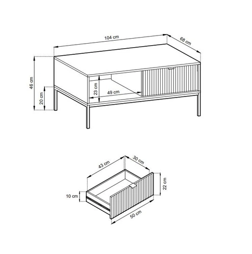 Zestaw mebli do salonu czarny/złoty Delicious ryflowane fronty