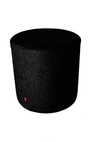 Pufa Fleece Intesi okrągła czarna nowoczesna do salonu i sypialni z miękkiego filcu 40 cm