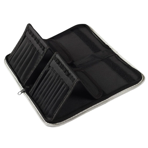 Kosmetyczka podróżna Intesi szara organizer na pędzle do makijażu z przegródkami