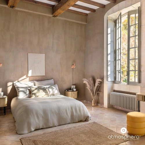 Szafka nocna drewniana Colva 40 cm czarna z frezowanym frontem boho Atmosphera