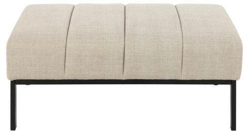 Podnóżek tapicerowany Caix beżowy Actona do salonu i sypialni, nowoczesny prostokątny na czarnych nogach