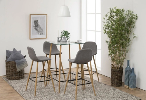 Hoker Wilma tapicerowany szary jasny z oparciem nowoczesny do kuchni i wyspy Actona 73 cm