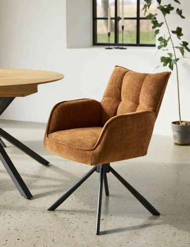 Krzesło obrotowe Marilla do jadalni tapicerowane z podłokietnikami