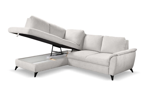 Narożnik z funkcją spania Nevada lewy szary nowoczesny do salonu z pojemnikiem