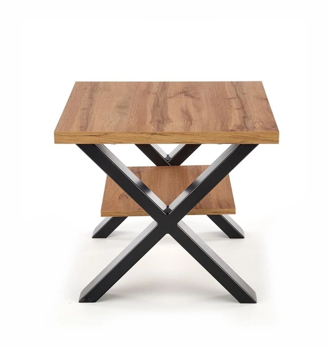 Stolik kawowy Venom S kwadratowy dębowy z półką nowoczesny loft do salonu Intesi 65x65 cm