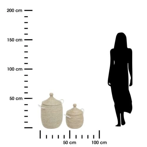 Zestaw 2 boho koszy do przechowywania Soleya z pokrywką na zabawki i ubrania Atmosphera