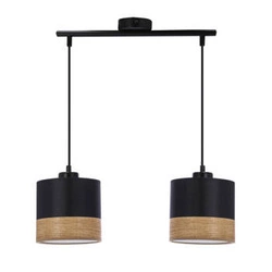 Lampa wisząca Porto czarny 2x60W E27  abażur czarny+brązowy