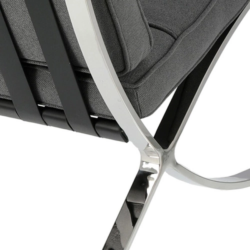 Fotel wypoczynkowy BA1 inspirowany Barcelona do salonu glamour tkanina antracyt chrom