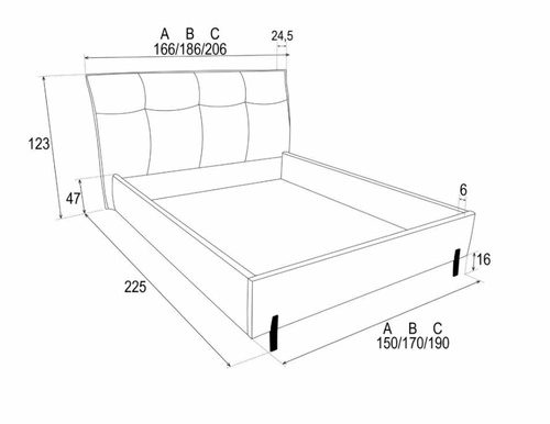 Łóżko tapicerowane Biscuit 180x200 szare z pojemnikiem skandynawskie do sypialni