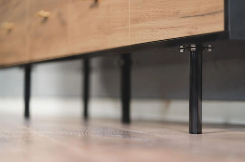 Komoda z szufladami MAUD czarna dąb craft tobacco nowoczesna do salonu i sypialni SKANDICA