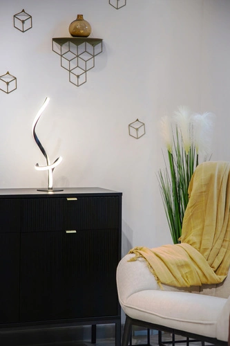 Lampka nocna LED Nouage czarna nowoczesna do sypialni i salonu Intesi 46 cm