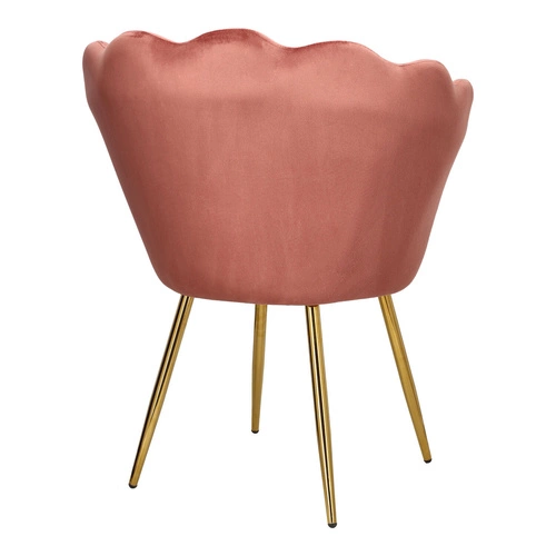 Krzesło welurowe muszelka Florencja Intesi różowe ze złotymi nogami do salonu i toaletki