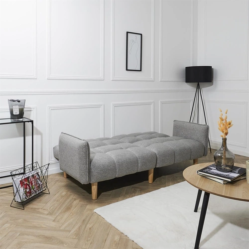 Sofa rozkładana z funkcją spania Sara szara skandynawska do salonu i pokoju młodzieżowego Intesi