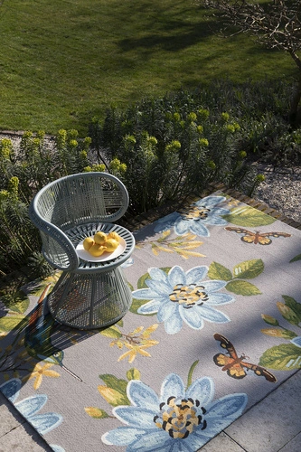 Dywan zewnętrzny Spring Lotus Grey 160x230 polipropylenowy łatwoczyszczący na taras ogród balkon