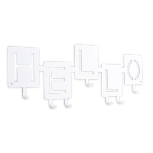 Nowoczesny wieszak ścienny do przedpokoju Hello biały metalowy na kurtki i klucze Intesi