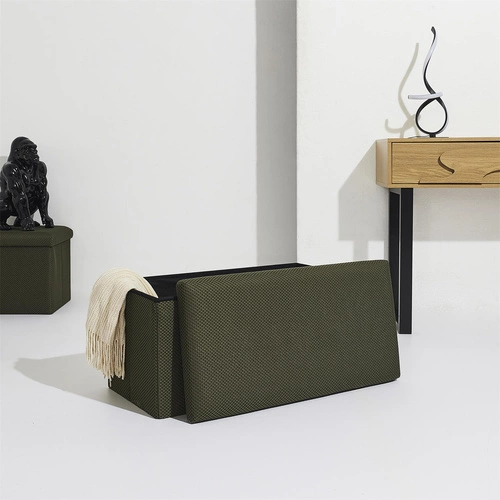 Pufa prostokątna ze schowkiem Velse Atom Intesi nowoczesna składana do przedpokoju khaki 76 cm