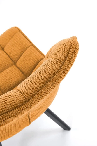 Krzesło tapicerowane Giselda musztardowe do jadalni i salonu nowoczesne z czarnymi nogami Intesi