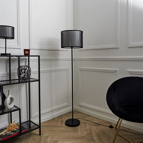Intesi Shade lampa stojąca czarna z abażurem nowoczesna do salonu i sypialni 150 cm