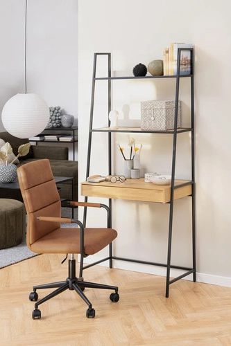 Regał metalowy z szufladą i blatem Seaford do salonu i biura w stylu loftowym 77 cm