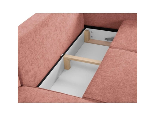 Narożnik z funkcją spania Dunas Pink Structured Fabric Lewostronna kolor nóg czarny