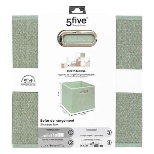 Pudełko do regału 31x31 pistacjowe materiałowe z metalowymi uchwytami 5five simply smart