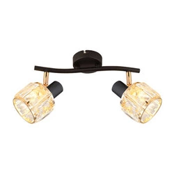 Lampa sufitowa Dubai listwa czarny 2x40W E14 klosz różowy złoty kryszt transp