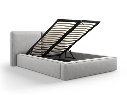 Łóżko do sypialni Jodie II tapicerowane szare 160x200 z pojemnikiem nowoczesne