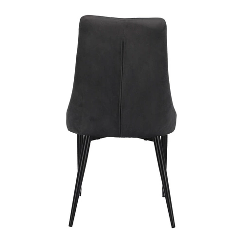 Krzesło Magnat tapicerowane welur szary glamour na czarnych metalowych nogach do jadalni Intesi