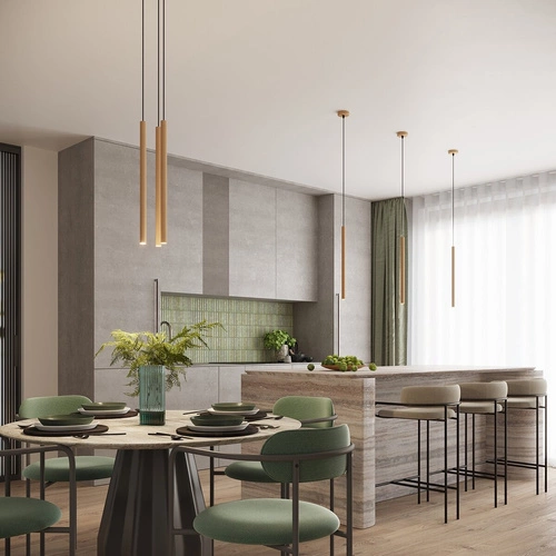 Lampa wisząca ARCHE 3P złota nowoczesna regulowana do salonu i jadalni SOLLUX