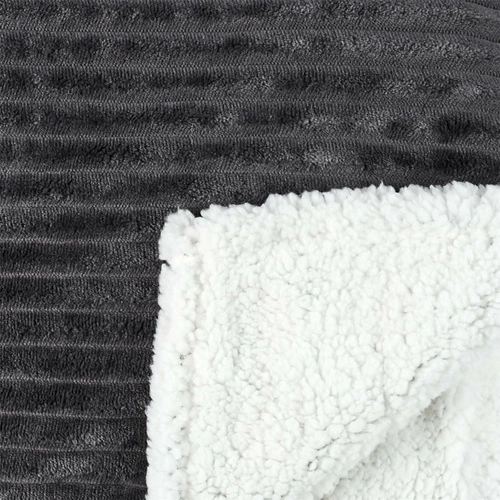 Koc Sherpa Intesi ciepły i miękki szary 180x220 na łóżko i kanapę do salonu