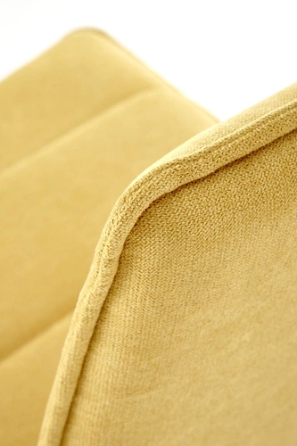 Krzesło tapicerowane Noelle musztardowe do jadalni nowoczesne na czarnych metalowych nogach Intesi