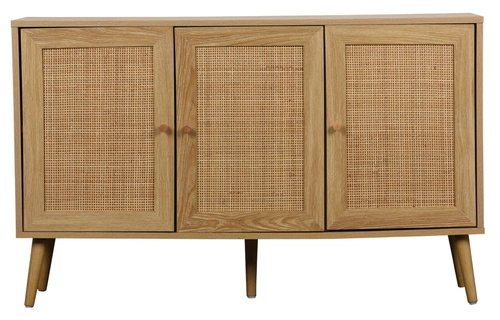 Komoda Ballo drewniana boho z rattanowymi frontami na nóżkach 115 cm do salonu Intesi