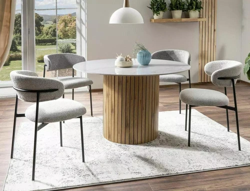 Krzesło Pasco Slim jasnoszare tapicerowane do jadalni i salonu Intesi