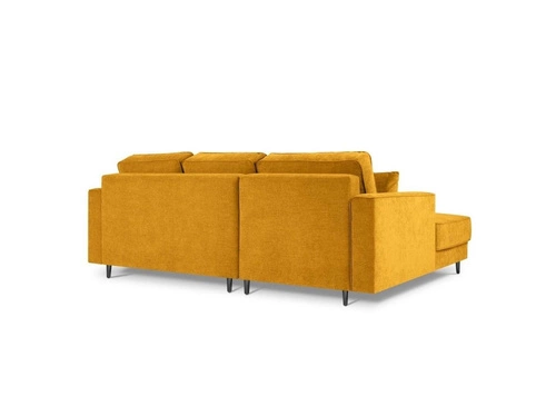 Narożnik z funkcją spania Dunas Yellow Structured Fabric Lewostronna kolor nóg czarny