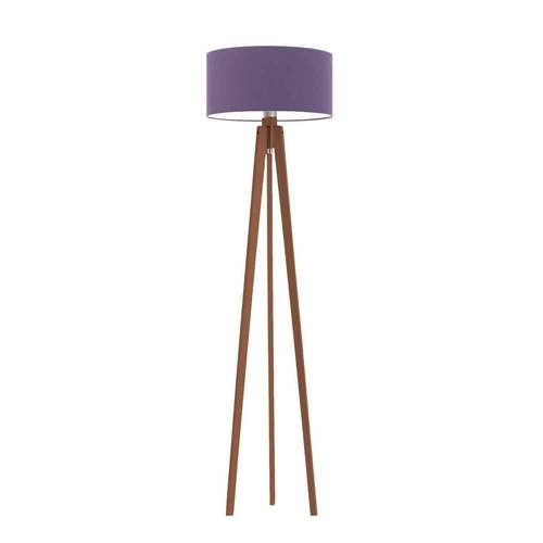 Lampa podłogowa MIAMI abażur fioletowy stelaż mahoniowy