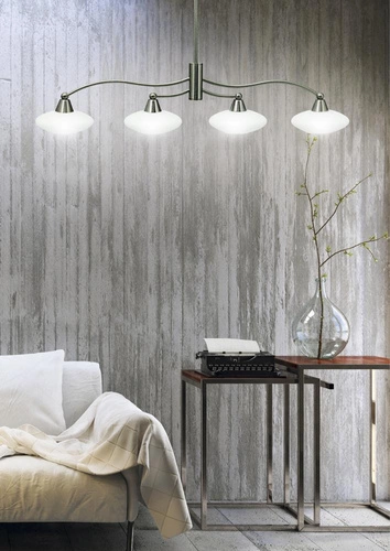 Lampa wisząca Elisa nowoczesna szklana 4-punktowa do salonu i jadalni biało-nikiel