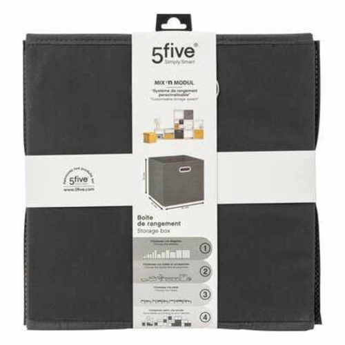 Pudełko materiałowe do regału 31x31 cm szare z metalowym uchwytem 5five simply smart