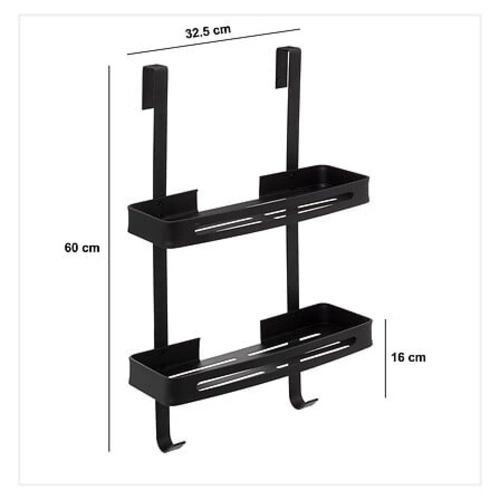 Półka łazienkowa Blackalu 2-poziomowa czarna aluminiowa wisząca pod prysznic 5five simply smart