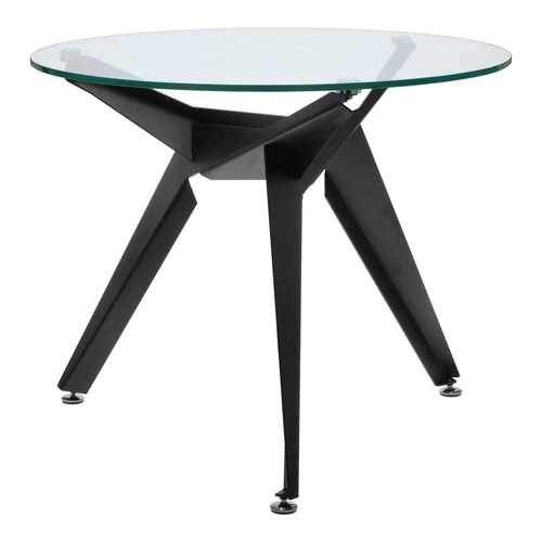 Stół okrągły szklany Troy 90 cm czarny nowoczesny do jadalni i salonu loftowy Intesi