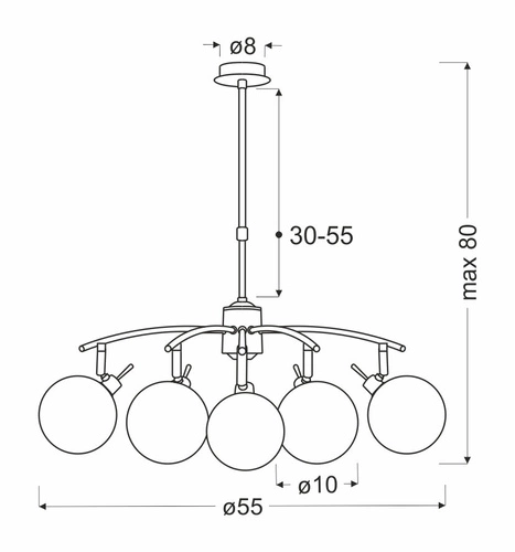 Lampa wisząca Lentini patynowy 5x40W G9 klosz bursztynowy