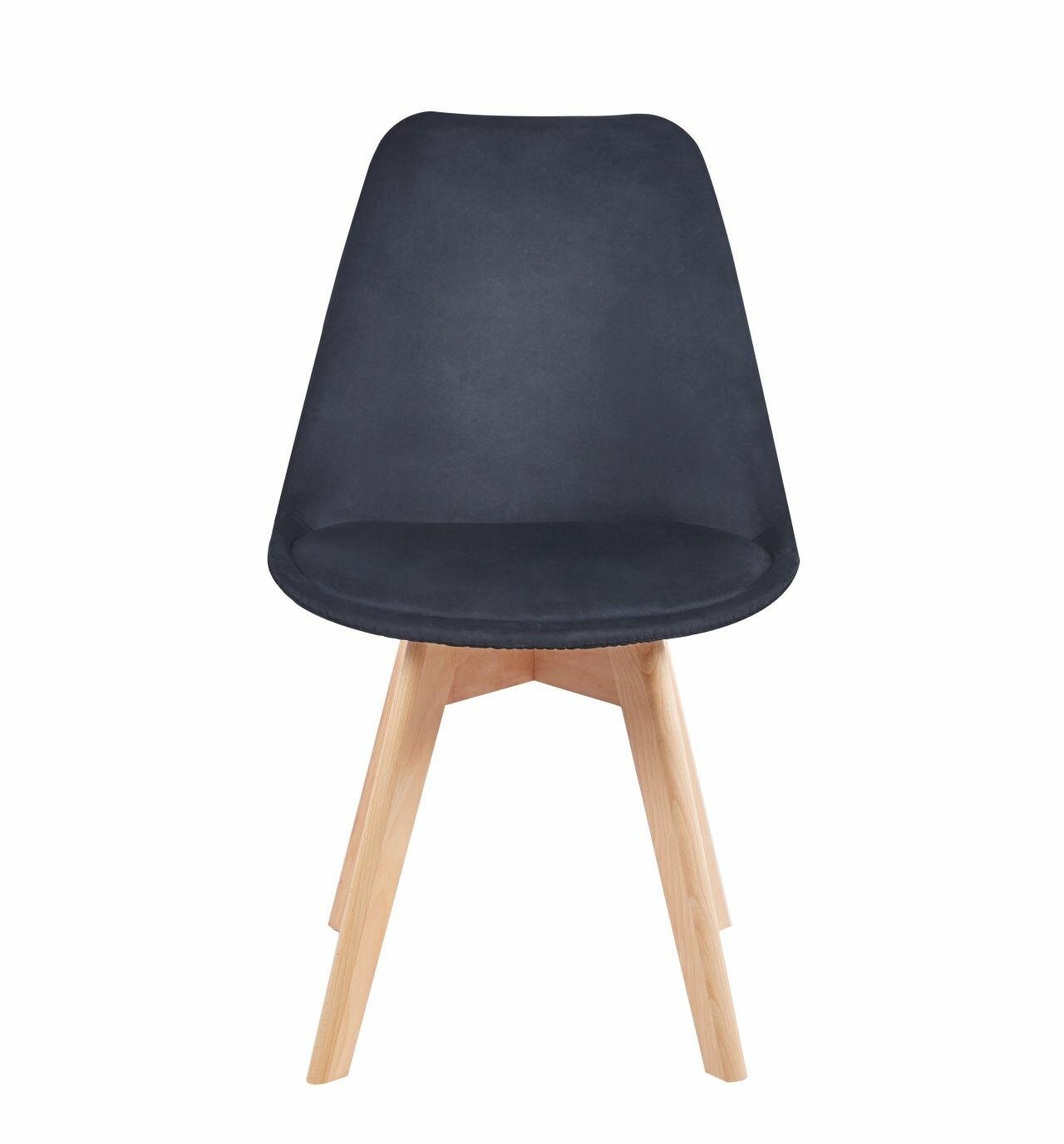 Krzesło do jadalni Bess Velvet czarne tapicerowane welur, drewniane nogi skandynawskie Intesi