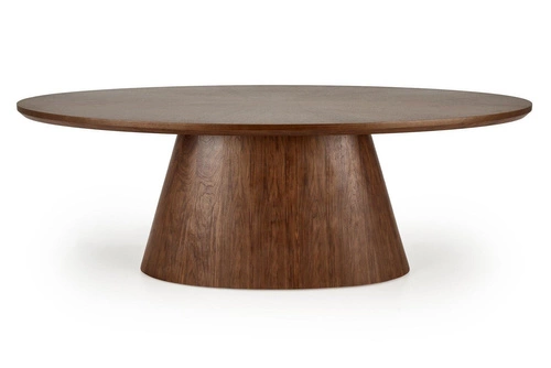 Stół owalny Maryse 220 cm nowoczesny do jadalni orzechowy na jednej nodze Intesi